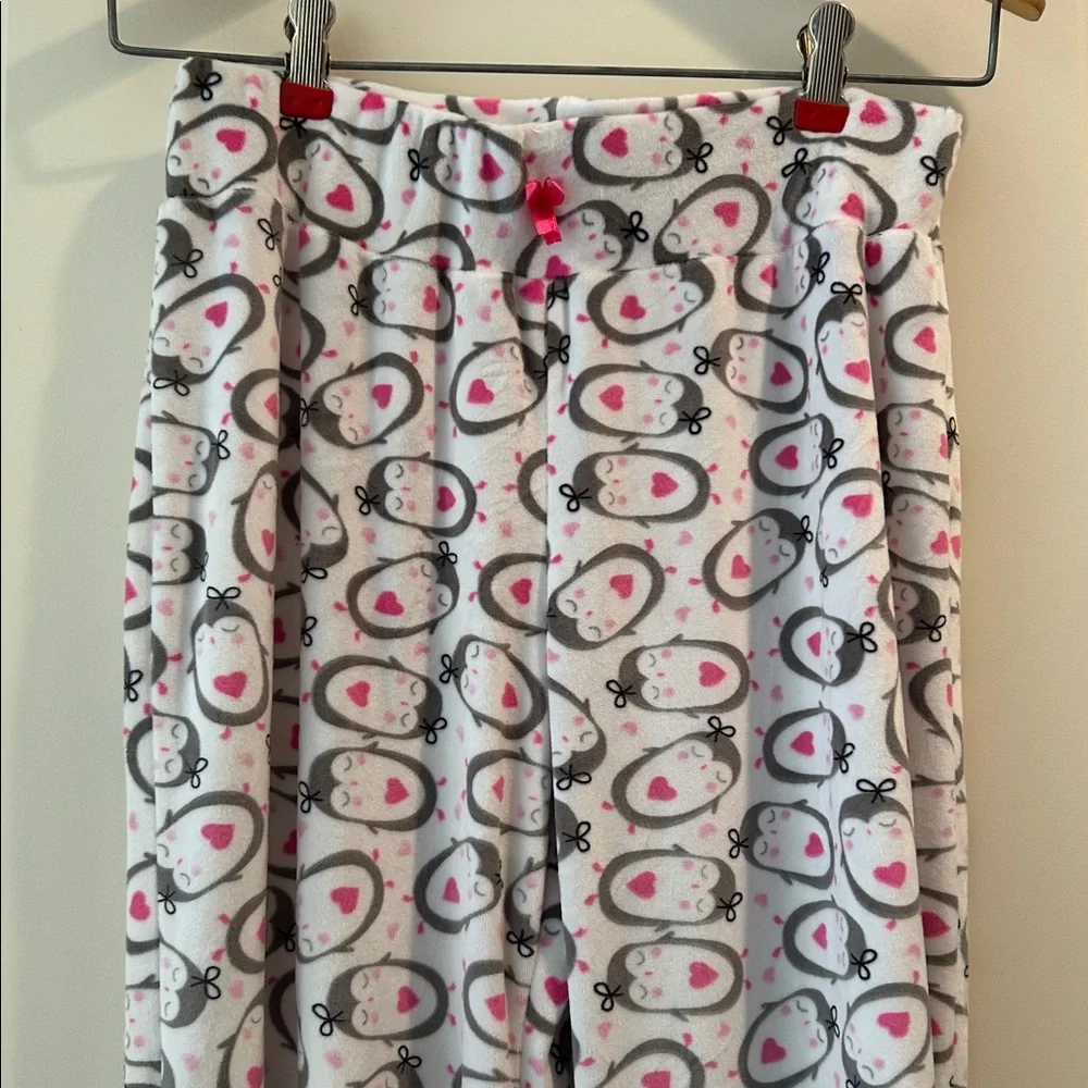 Love To Sleep Made With Love Plush so soft Penguin Print Pajama Lounge Pants L